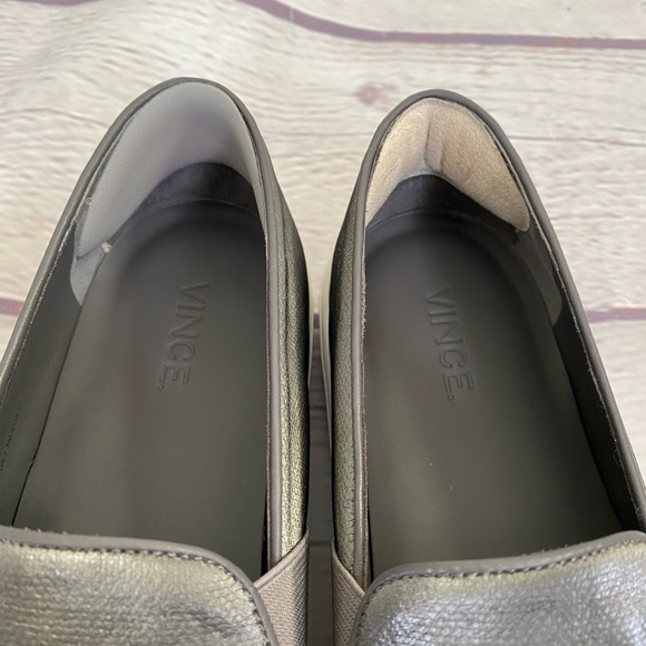 Vince Metallic Gray Silver Flat Slip On Sneakers Sz 7.5 - Picture 8 of 10